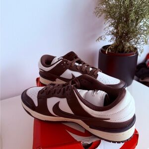 Nike Men's Chocolate Brown and White Sneakers